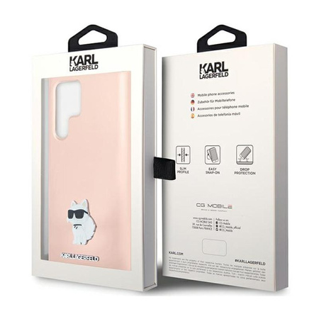 Karl Lagerfeld Silicone Choupette Metal Pin - Samsung Galaxy S24 Ultra Case (pink)