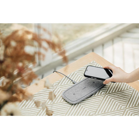 Moshi Sette Q - Duales drahtloses induktives Qi-Ladegerät für iPhone und Android (Nordisches Grau)
