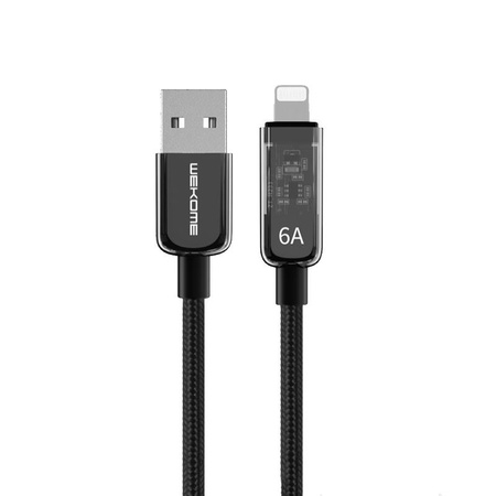 WEKOME WDC-180 Vanguard sorozat - USB-A Lightning gyors töltő csatlakozókábel 1 m (fekete)