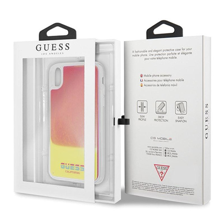 Guess California - Coque pour iPhone Xs / X (Glow in the Dark Sand/Pink)