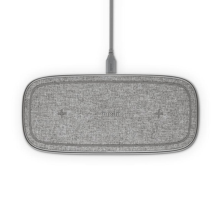 Moshi Sette Q - Duales drahtloses induktives Qi-Ladegerät für iPhone und Android (Nordisches Grau)