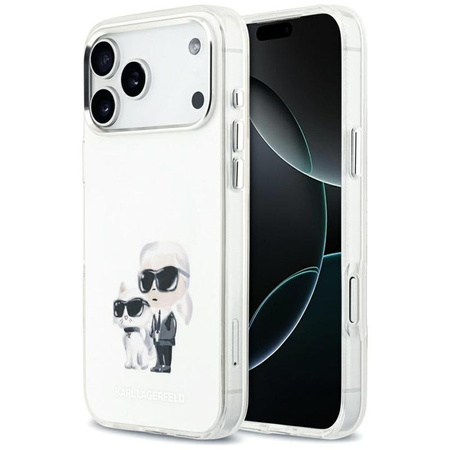 Karl Lagerfeld IML Aquarelle Karl & Choupette & Logo MagSafe - Hülle für iPhone 17 Pro Max (weiß)