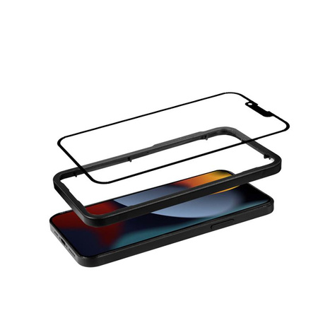 Crong antibakteriális 3D páncélüveg - 9H edzett üveg teljes képernyőre iPhone 16e / iPhone 14 / iPhone 13 / iPhone 13 Pro + beszerelési kerethez