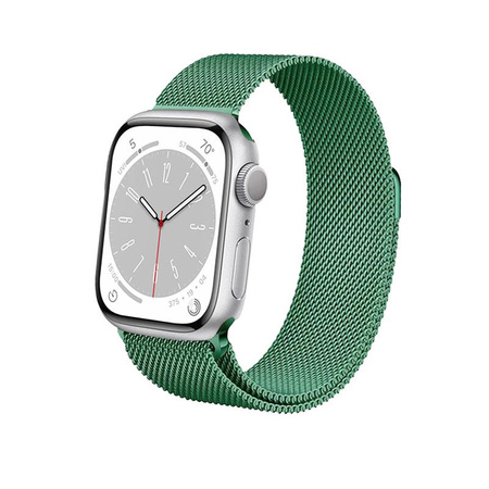 Crong Milano Steel – Rozsdamentes acél szíj Apple Watch 44/45/46/49 mm-hez (zöld)