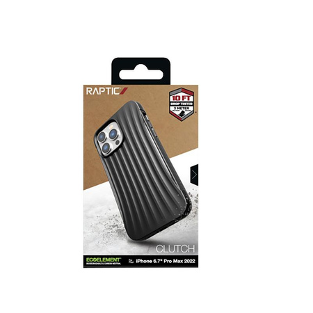 X-Doria Raptic Clutch - Étui biodégradable pour iPhone 14 Pro Max (Testé en chute de 3m) (Noir)