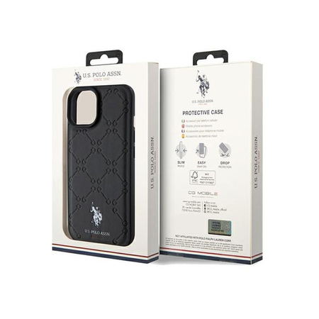 US Polo Assn Yoke Pattern - Coque pour iPhone 15 (noir)