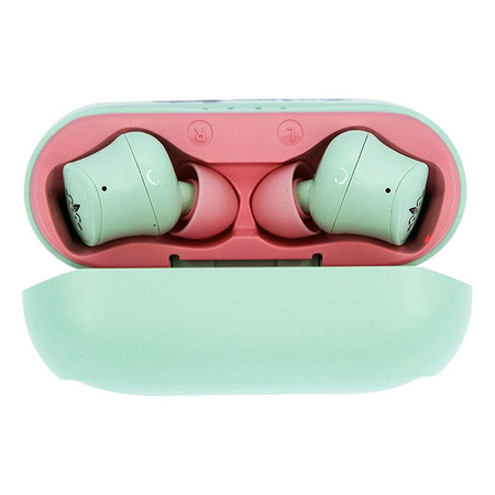 Pusheen - Bezdrátová sluchátka Bluetooth TWS s nabíjecím pouzdrem (zelená)