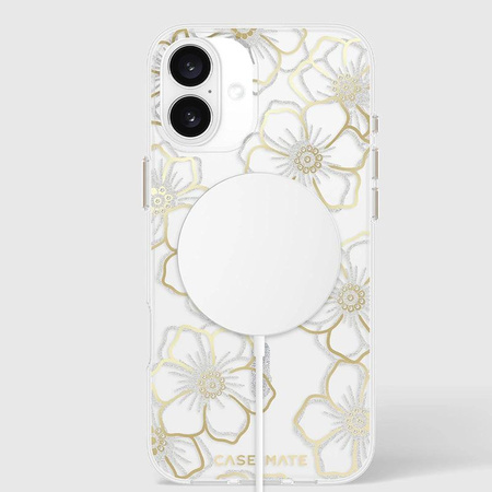 Pouzdro Case-Mate Floral Gems MagSafe - iPhone 16 Plus (zlaté)