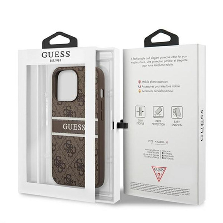 Guess 4G Printed Stripe - iPhone 13 Pro Max Tasche (braun)