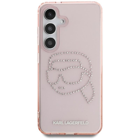 Karl Lagerfeld Rhinestones Karl Head Logo - Case for Samsung Galaxy S25 (Pink)