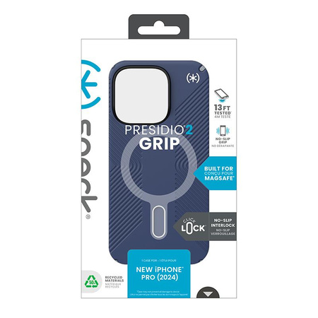Speck Presidio2 Grip ClickLock & MagSafe - Case for iPhone 16 Pro (Coastal Blue / Dust Grey / White)