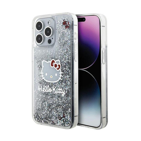 Hello Kitty Liquid Glitter Charms Kitty Head - Coque iPhone 15 Pro Max (argent)