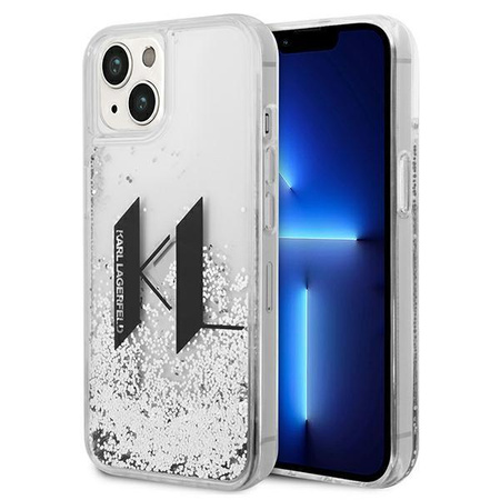 Karl Lagerfeld Liquid Glitter Big Logo Case - pouzdro pro iPhone 14 (stříbrné)