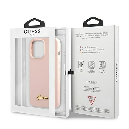 Étui Guess Silicone Script MagSafe - iPhone 13 Pro (rose)