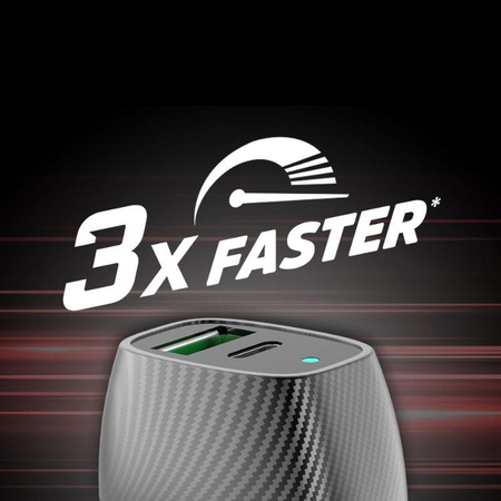 Energizer Ultimate - USB-C a USB-A 38W PD + QC3.0 nabíječka do auta (černá)