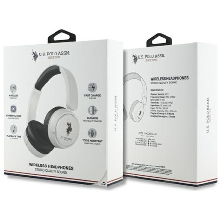 US Polo Assn DH Color Logo - Casque intra-auriculaire sans fil Bluetooth V5.3 (blanc)