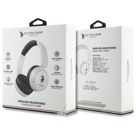 US Polo Assn DH Color Logo - Kabellose Over-Ear Bluetooth Kopfhörer V5.3 (weiß)