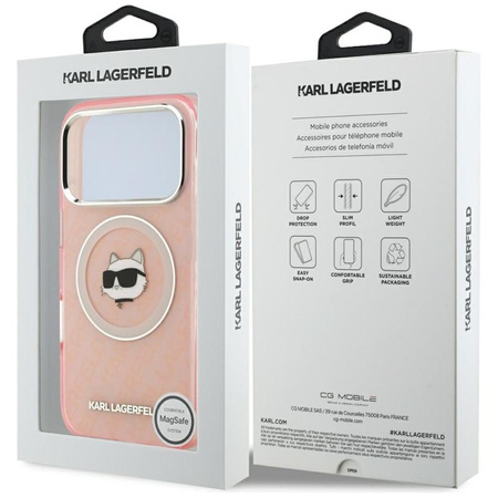 Karl Lagerfeld IML Choupette Head Logo MagSafe - Hülle für iPhone 17 Pro Max (rosa)