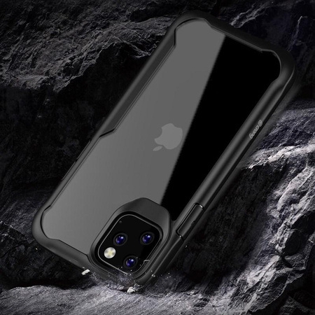 Crong Hybridní průhledný kryt - pouzdro pro iPhone 11 Pro Max (černé)