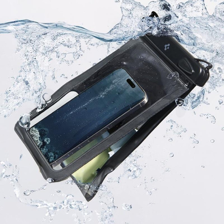 Spigen A603 Universal Waterproof Case – Wasserdichte Hülle für Smartphones bis 6.9" (Black)