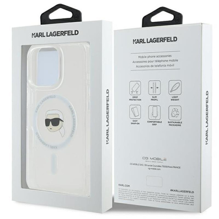 Karl Lagerfeld IML Metal Karl Head MagSafe - Coque pour iPhone 16 Pro Max (blanc)
