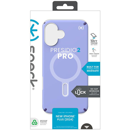 Speck Presidio2 Pro ClickLock & MagSafe - iPhone 16 Plus Case (Future Lavender / Cassis Purple / White)