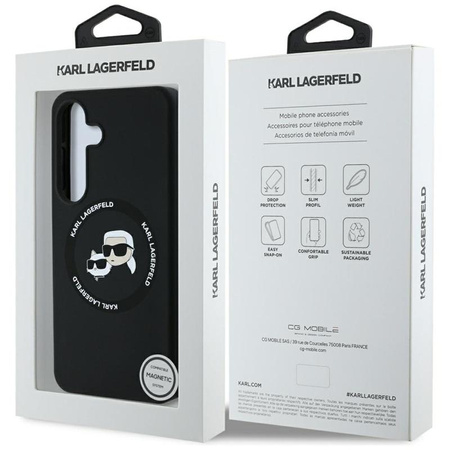 Karl Lagerfeld Silikon Doppelköpfe und Kreis MagSafe - Samsung Galaxy S25 Fall (schwarz)
