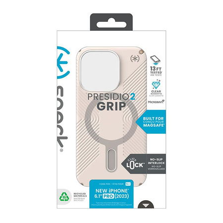 Speck Presidio2 Grip ClickLock & Magsafe - iPhone 15 Pro Tasche (Gebleichter Knochen / Erbstück Gold / Haselnussbraun)