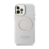 Guess Metal Outline MagSafe - pouzdro pro iPhone 12 / iPhone 12 Pro (průhledné / zlaté)