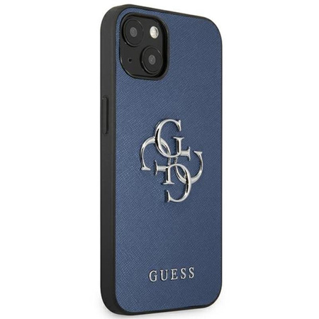 Guess Saffiano 4G Big Silver Logo - iPhone 13 mini case (blue)