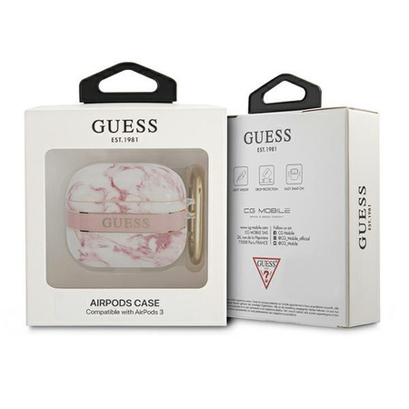 Guess Marble Strap - pouzdro pro Airpods 3 (růžové)