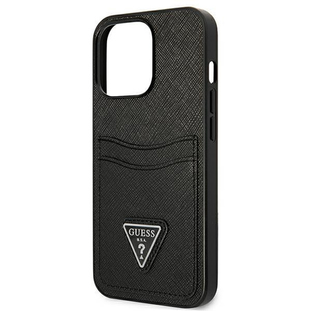Guess Saffiano Double Card Triangle - iPhone 13 Pro tok (fekete)