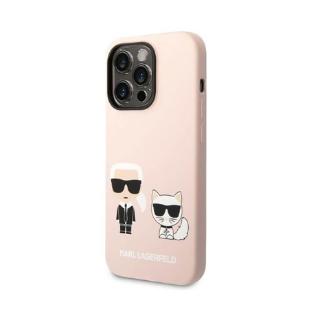 Karl Lagerfeld Liquid Silicone Karl & Choupette MagSafe - pouzdro pro iPhone 14 Pro (růžové)