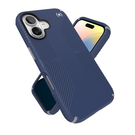 Speck Presidio2 Grip - Coque pour iPhone 16 (Bleu côtier / Gris poussière / Blanc)