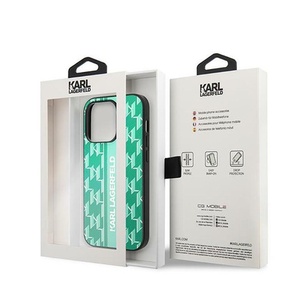 Karl Lagerfeld Monogram Stripe - iPhone 14 Pro Max tok (zöld)