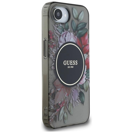 Guess IML Flowers MagSafe - Case for iPhone 16e (black)