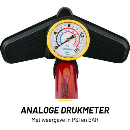 Dunlop - Standpumpe für Fahrräder, Bälle, Matratzen mit Manometer (Rot)