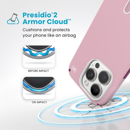Speck Presidio2 Pro ClickLock & MagSafe - iPhone 16 Pro Tasche (Mittwoch Rosa / Boysenberry Lila / Weiß)
