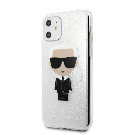 Karl Lagerfeld Iconic Karl - pouzdro pro iPhone 11 (stříbrné třpytky)