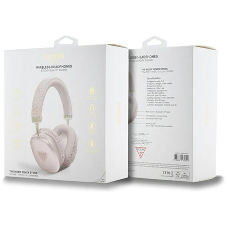 Guess 4G Triangle Logo - Kabellose Over-Ear-Kopfhörer Bluetooth V5.3 (rosa)