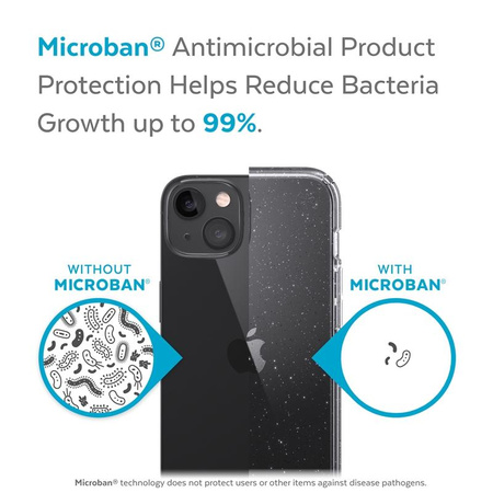 Speck Presidio Perfect-Clear mit Glitter - iPhone 13 Hülle mit MICROBAN-Beschichtung (Klar/Platin-Glitter)