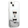 Karl Lagerfeld Liquid Glitter Karl & Choupette Head - étui pour iPhone 13 mini (argent)