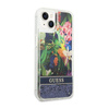 Guess Liquid Glitter Flower - pouzdro pro iPhone 14 Plus (modré)