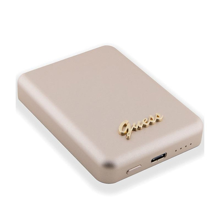 Guess Metal Script Logo MagSafe - Power Bank indukcyjny 3000 mAh 5W MagSafe (złoty)