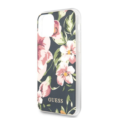 Guess Flower Shiny Collection N3 - Coque pour iPhone 11 Pro Max (Marine)