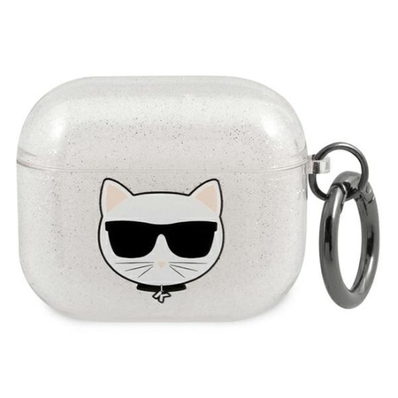 Karl Lagerfeld Choupette Head Glitter - AirPods 3 Case (silver)