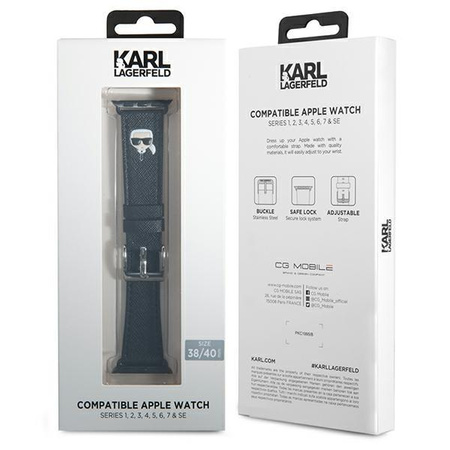 Karl Lagerfeld Saffiano Karl Head - Armband für Apple Watch 38/40/41 mm (schwarz)