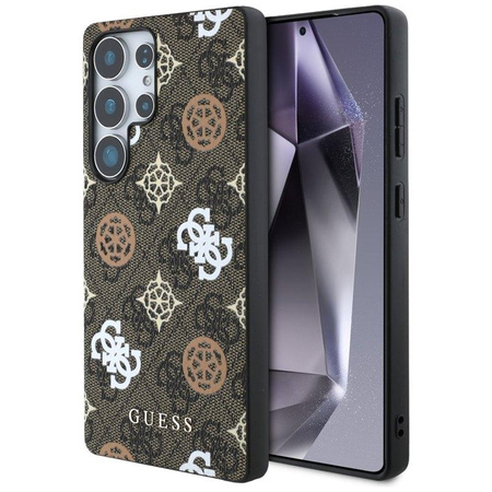 Guess 4G Imprimé motif pivoine coloré MagSafe - étui pour Samsung Galaxy S25 Ultra (marron)