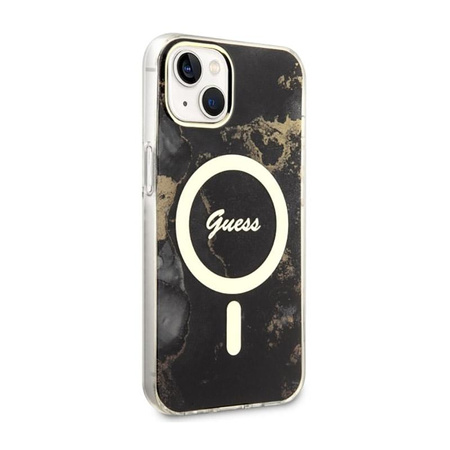 Guess Golden Marble MagSafe - iPhone 14 Case (Black)