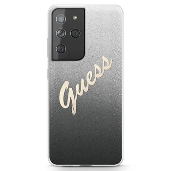 Guess Glitter Gradient Script - Étui Samsung Galaxy S21 Ultra (noir)